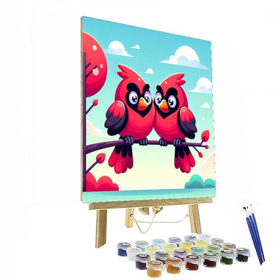 Chirpy Cardinal Friends Paint By Number