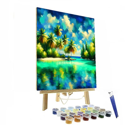 Tropical Sunlit Lagoon Painting Number Kit