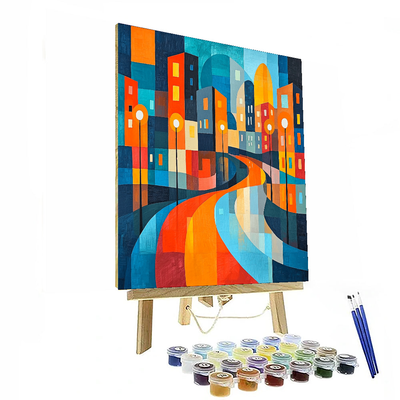 Picasso Inspired Cubist City Lights Serenade  Paint By Color