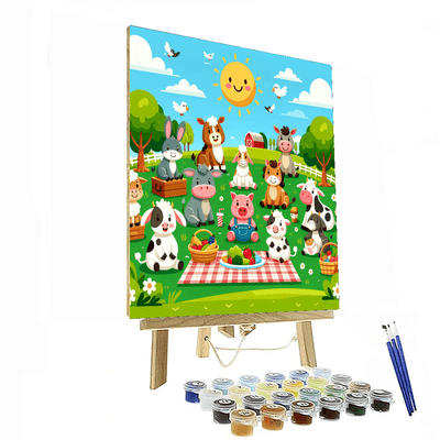 Cheerful Farmyard Picnic Painting By Numbers Kit