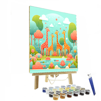 Giraffe Garden Getaway Numbered Painting Kits