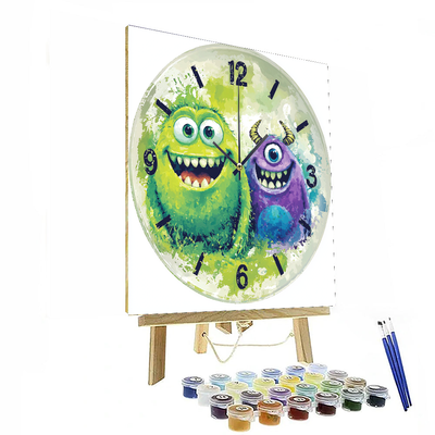 Monsters Inc Mike & Sulley Playful Clock - Disney Inspired Number Painting