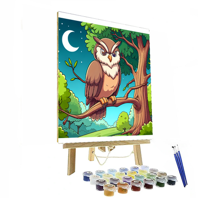 Hoot Owl's Wisdom Tree Number Painting