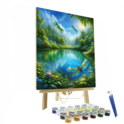 Mystical Dragonfly Lagoon Painting Number Kit