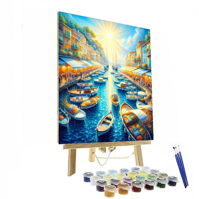 Vibrant Mediterranean Port Number Painting