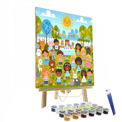 Rainbow Garden Party Paint By Numbers Art