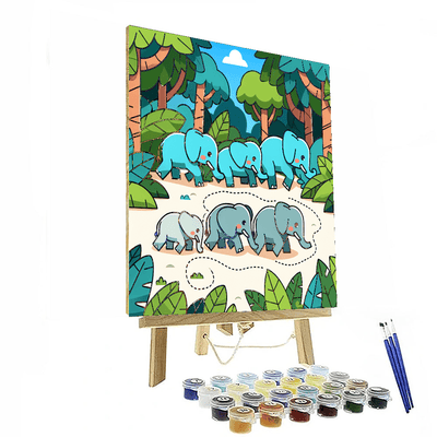 Jungle Expedition With Adventurous Elephants Numbered Painting Kits