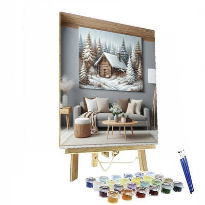 Rustic Winter Cabin Retreat DIY Paint By Numbers