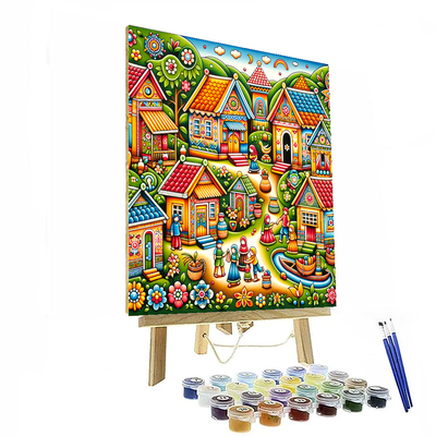 Folk Art Village DIY Paint By Numbers