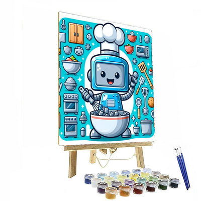 Happy Little Robot Chef DIY Paint By Numbers