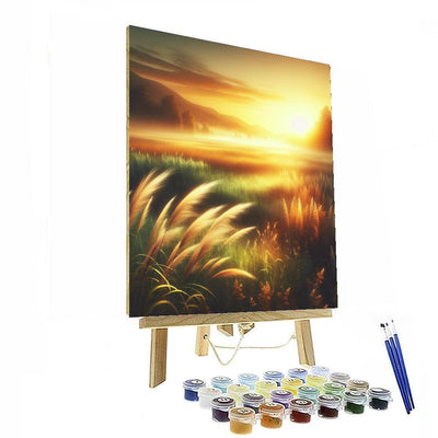 Gentle Sunrise Over Fields Numbered Painting Kits