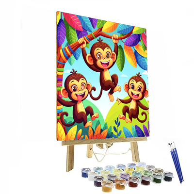 Journey Into The Jungle With Curious Monkeys Paint By Color