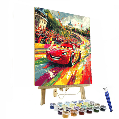 Lightning Mcqueen's Speed Track - Disney Inspired Paint By Numbers Art