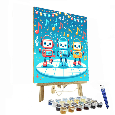 Robot Dance Party Paint By Numbers Art