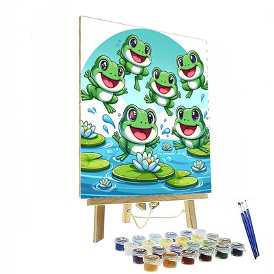 Frolicking Frog Friends Paint By Color