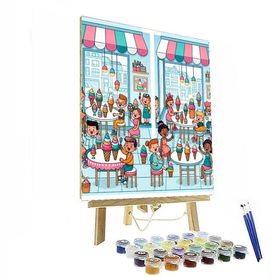 Exciting Ice Cream Parlor Painting Number Kit