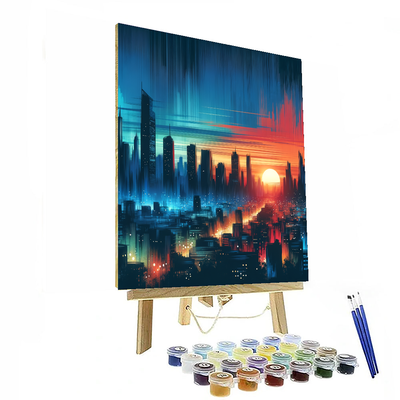 Urban Skyline At Twilight DIY Paint By Numbers