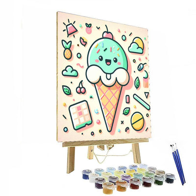 Excited Ice Cream Cone Number Painting