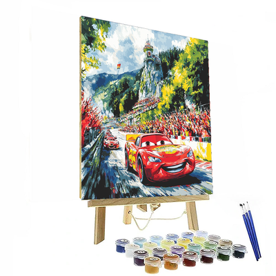 Lightning Mcqueen Racing Scene - Disney Inspired Paint By Numbers Kits