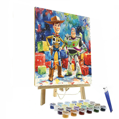 Woody And Buzz Adventure In Toyland - Disney Inspired Painting By Numbers Kit