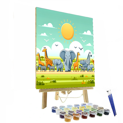 Cheerful Safari Parade DIY Paint By Numbers