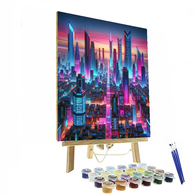 Retro Futuristic Metropolis Painting By Numbers Kit