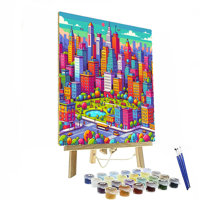 Bright Cityscape Adventure Paint By Numbers Art