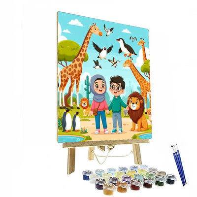 Zoo Adventure With Friendly Animals Paint By Numbers Art