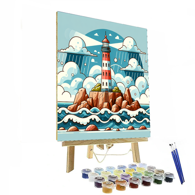 Lighthouse On The Shore Painting By Numbers Kit