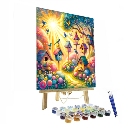 Lovely Birdhouses In Bloom Numbered Painting Kits