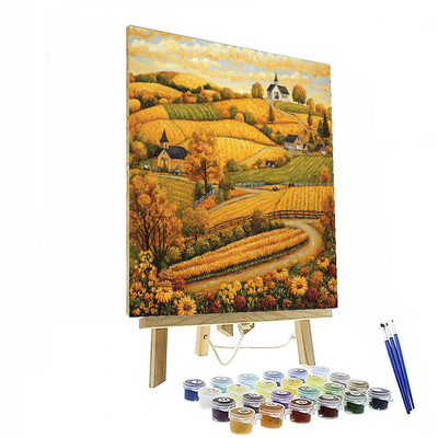 Grant Wood Inspired Colorful Agricultural Heritage  Paint By Numbers Art