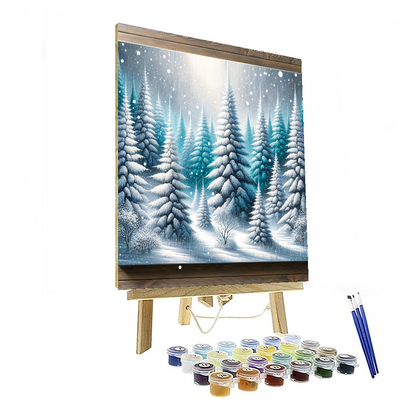 Snowy Pine Wonderland Painting Number Kit