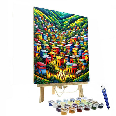 Vibrant Village Vista Paint By Numbers Art