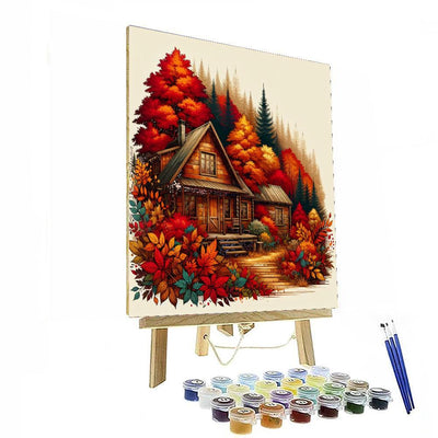 Rustic Woodland Cabin In Autumn Paint By Numbers Kits