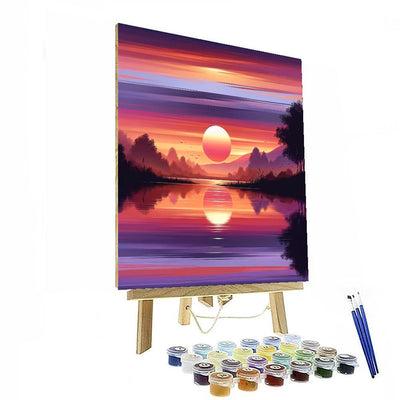 Tranquil Sunset Over Water Painting Number Kit