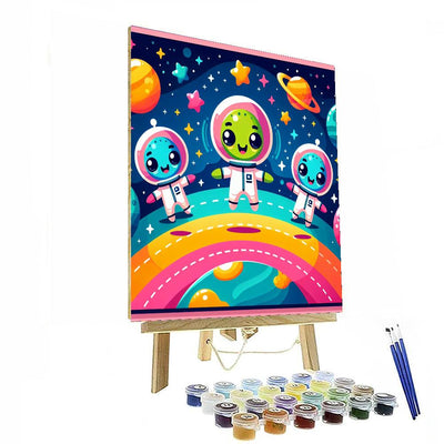 Space Adventure With Friendly Aliens Paint By Color