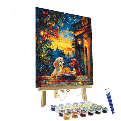 Lady And The Tramp's Dinner Date - Disney Inspired Numbered Painting Kits