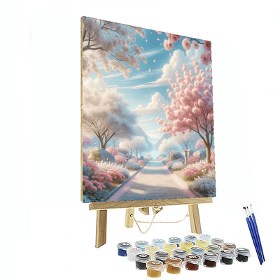 Serene Cherry Blossom Path Paint By Color