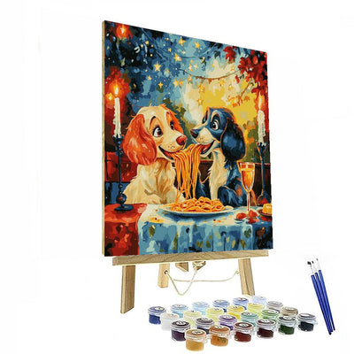 Lady And The Tramp's Pasta Night - Disney Inspired Paint By Color