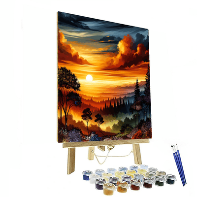 Radiant Sunset Silhouette Paint By Number