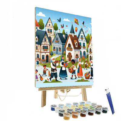 Charming Storybook Village Number Painting