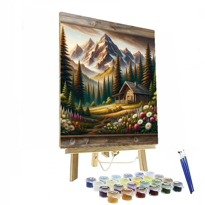 Rustic Mountain Cabin Paint By Numbers Art