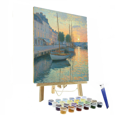 Claude Monet Inspired Monet's Tranquil Harbor  Paint By Numbers Art