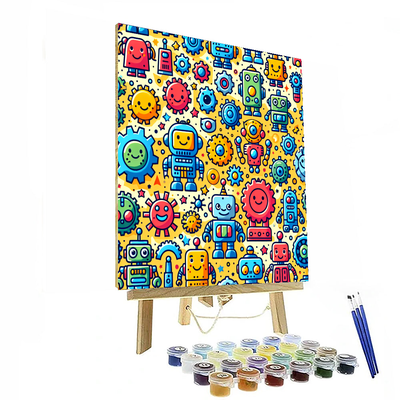 Lively Robot Friends Paint By Numbers Kits