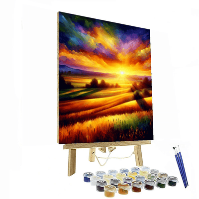 Sunset Over The Fields Paint By Number