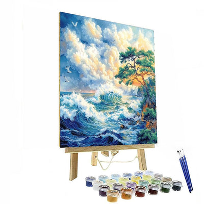 Katsushika Hokusai Inspired Hokusai's Serene Shores  Numbered Painting Kits