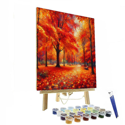 Vivid Autumn Park Scene Paint By Numbers Art