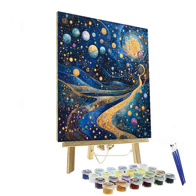 Gustav Klimt Inspired Celestial Voyage  Painting By Numbers Kit