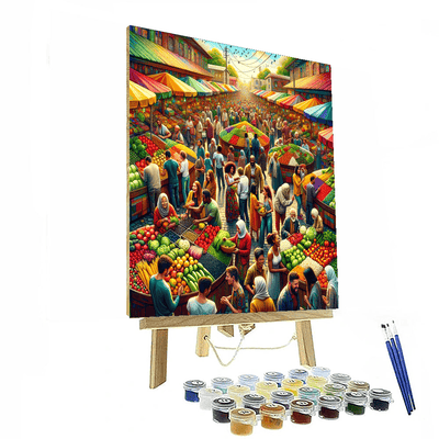 Colorful Market Day Paint By Numbers Art