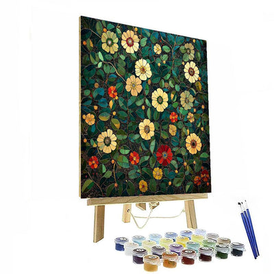 Gustav Klimt Inspired Botanical Mosaic  Painting By Numbers Kit